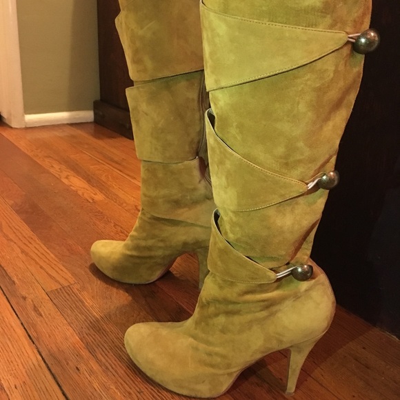 mustard yellow suede boots